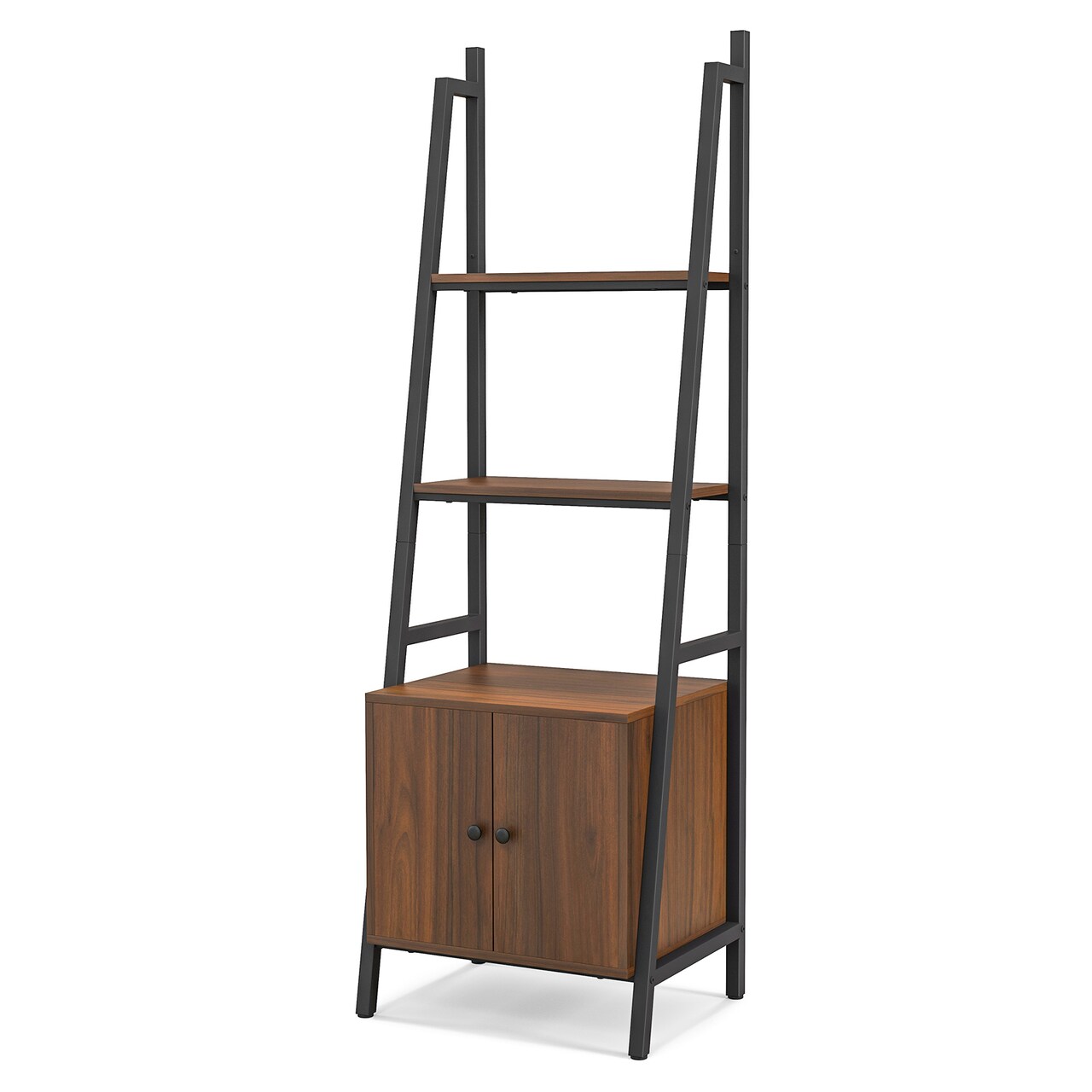 Ladder Shelf 4-Tier with Cabinet, Metal Frame Display Storage Rack